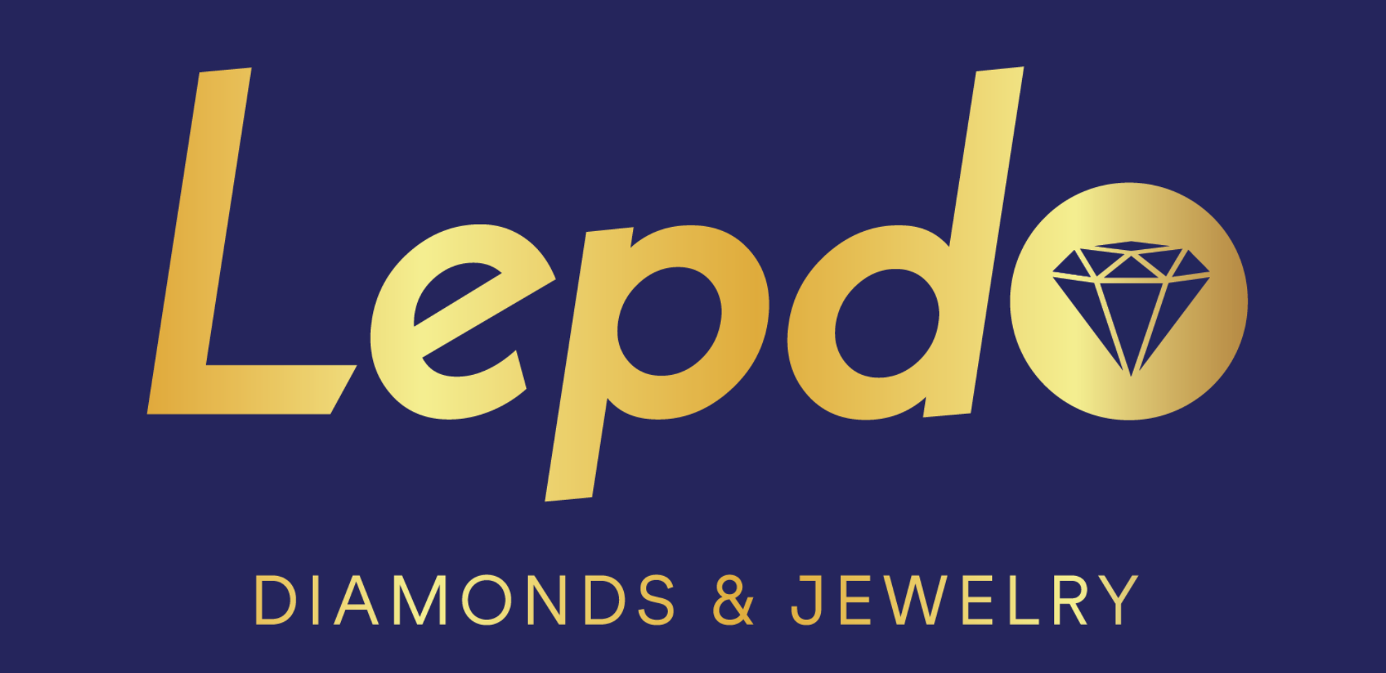 Lepdo Diamonds & Jewelry logo with gold gradient lettering and a diamond icon.