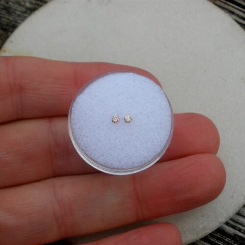 Round Faceted Pink Champagne Diamond Pair – Natural Loose Diamonds