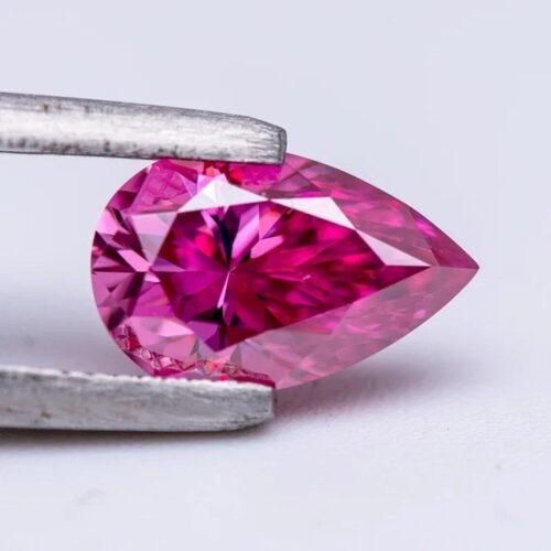 Pink Pear Brilliant Cut Lab Grown Moissanite Diamond - Fancy Pink Loose Stone
