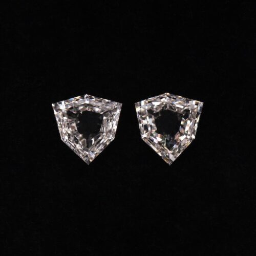 Shield Cut Lab Grown Diamond Pair - Antique Style EF VVS Diamonds