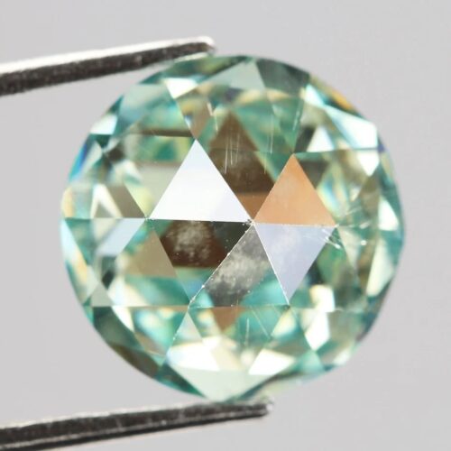 Round Rose Cut Light Green Moissanite - 1.69 CT Loose Gemstone for Fine Jewelry