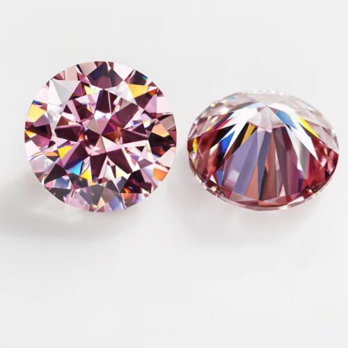 Sakura Pink Hearts and Arrows Round Cut Moissanite - Precision Fire Loose Gemstone