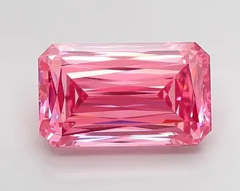 Emerald Cut Lab Grown Diamond - Vivid Pink Fancy Color Elegant Step Cut