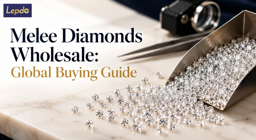 Melee diamonds wholesale collection featuring small loose round diamonds in a metal scoop.