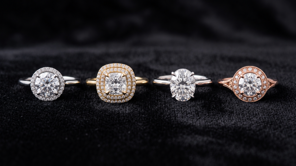 halo setting diamond rings