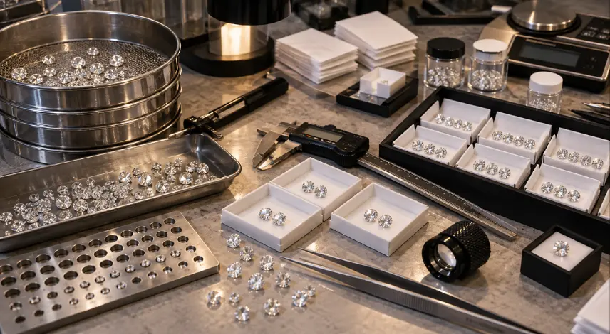 CVD diamonds sorted for batch consistency and millimeter calibration in wholesale procurement