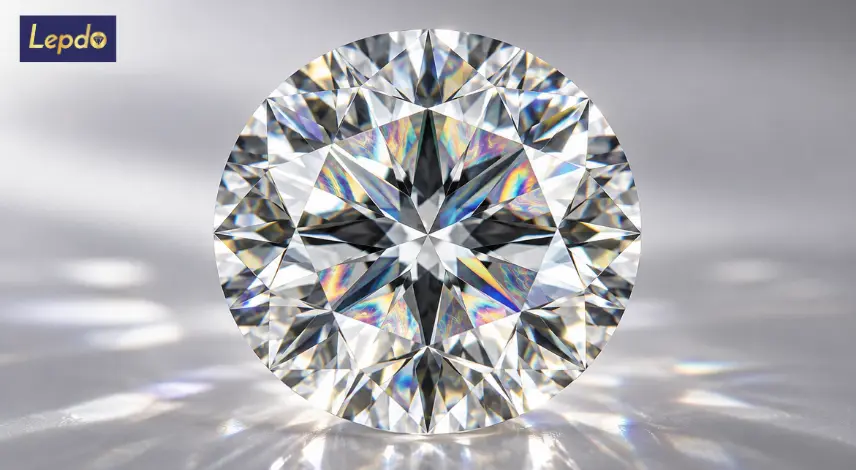 Diamond strain patterns visible inside a polished diamond crystal