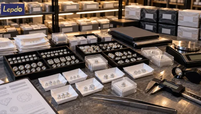 Lab grown diamond wholesale inventory showing fresh replenishment and aging stock under professional B2B inspection.